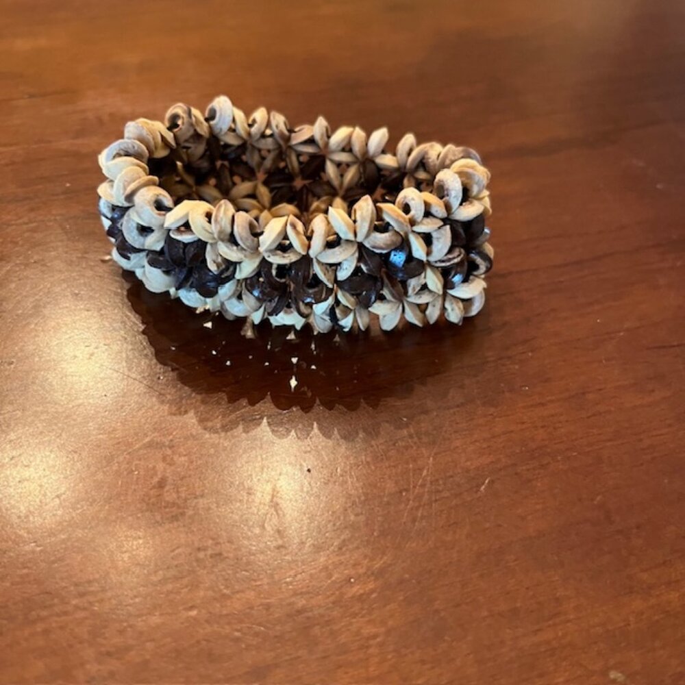 Vintage Chunky Seed Nut Bead Elastic Stretch Wide Statement Bracelet Boho